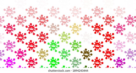 Light pink, green vector pattern with coronavirus elements. Colorful abstract illustration with gradient medical shapes. Simple design against epidemic information.