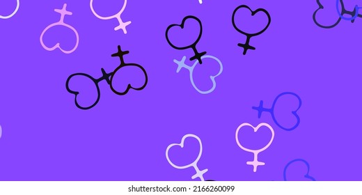 Light Pink, Green vector pattern with feminism elements. Colorful illustration with gradient feminism shapes. Background for International Women’s Day.