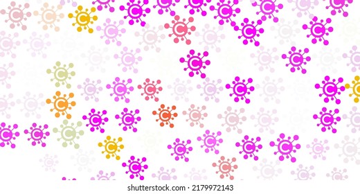 Light Pink, Green vector pattern with coronavirus elements. Colorful  gradient illness symbols in simple abstract style. Best design for quarantine events.