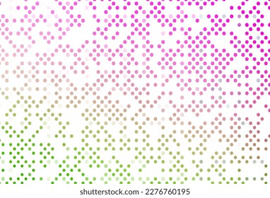 Light Pink, Green vector pattern with spheres. Modern abstract illustration with colorful water drops. Design for posters, banners.