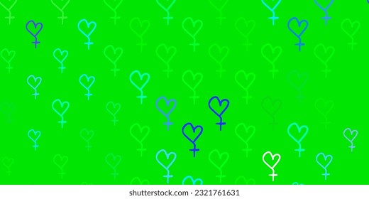 Light Pink, Green vector pattern with feminism elements. Abstract illustration with a depiction of women power. Elegant design for wallpapers.