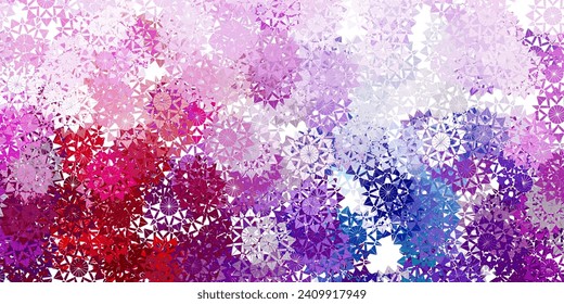 Light pink, green vector pattern with colored snowflakes. Smart geometrical abstract illustration with ice, snow. New year ad, booklets pattern.