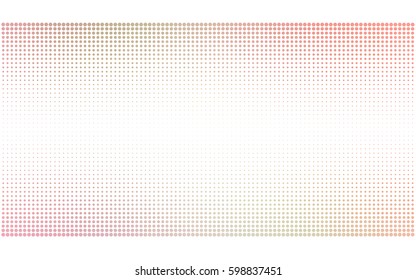 Light Pink, Green vector pattern with colored spheres. Geometric sample of repeating circles on white background in halftone style.