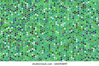 Light Pink, Green vector pattern with colored spheres. Geometric sample of repeating circles on white background in halftone style.