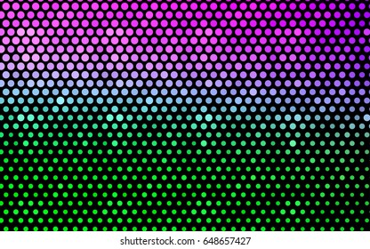 Light Pink, Green vector pattern with colored spheres. Geometric sample of repeating circles on white background in halftone style.