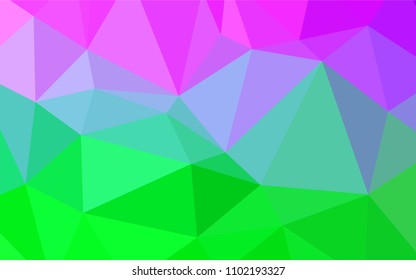 Light Pink, Green vector polygon abstract background. Shining polygonal illustration, which consist of triangles. Triangular pattern for your business design.