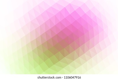 Light Pink, Green vector polygon abstract layout. Glitter abstract illustration with an elegant design. Triangular pattern for your business design.