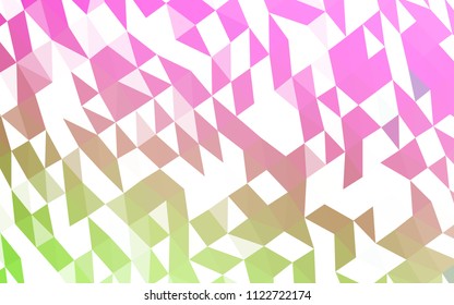 Light Pink, Green vector polygon abstract background. Modern geometrical abstract illustration with gradient. Triangular pattern for your business design.