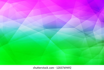 Light Pink, Green vector polygon abstract layout. Triangular geometric sample with gradient.  Triangular pattern for your design.