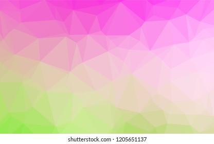 Light Pink, Green vector polygon abstract layout. Shining illustration, which consist of triangles. Brand new design for your business.