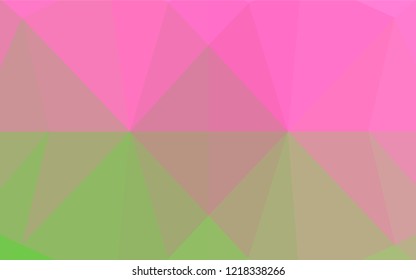 Light Pink, Green vector polygon abstract layout. Shining illustration, which consist of triangles. The completely new template can be used for your brand book.