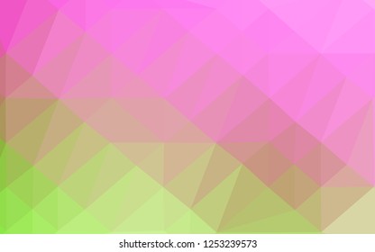 Light Pink, Green vector polygon abstract backdrop. A completely new color illustration in a vague style. Template for a cell phone background.