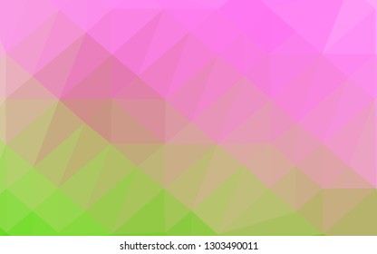 Light Pink, Green vector polygon abstract backdrop. Glitter abstract illustration with an elegant design. Elegant pattern for a brand book.