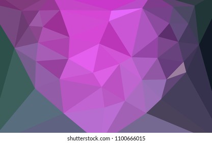 Light Pink, Green vector polygonal template with a heart in a centre. Elegant polygonal illustration with gradient. Best triangular design for your business.