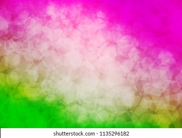 Light Pink, Green vector polygonal template. hexagonal geometric sample with gradient.  A completely new design for your business.