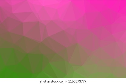 Light Pink, Green vector polygonal template. Modern geometrical abstract illustration with gradient. The best triangular design for your business.
