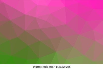 Light Pink, Green vector polygonal pattern. Geometric illustration in Origami style with gradient.  The template can be used as a background for cell phones.