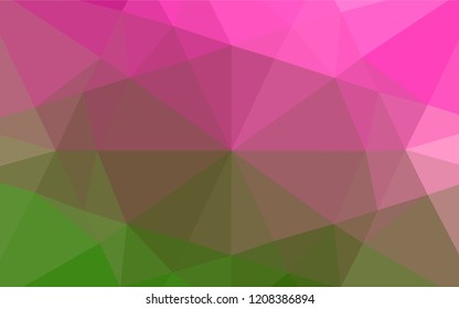 Light Pink, Green vector polygonal pattern. Glitter abstract illustration with an elegant design. The elegant pattern can be used as part of a brand book.