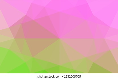 Light Pink, Green vector polygonal pattern. Shining colored illustration in a Brand new style. The best triangular design for your business.