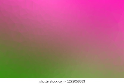Light Pink, Green vector polygonal pattern. Shining illustration, which consist of triangles. Elegant pattern for a brand book.