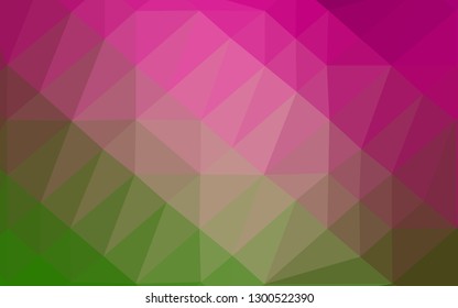 Light Pink, Green vector polygonal pattern. Glitter abstract illustration with an elegant design. New texture for your design.