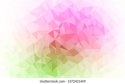 Light Pink, Green vector polygonal pattern. Geometric illustration in Origami style with gradient. New texture for your design.