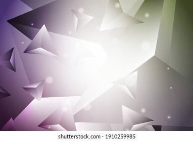 Hellrosa, grünes, polygonales Vektormuster. Moderne abstrakte Illustration mit Dreiecken. Dreiecksmuster für Ihr Design.