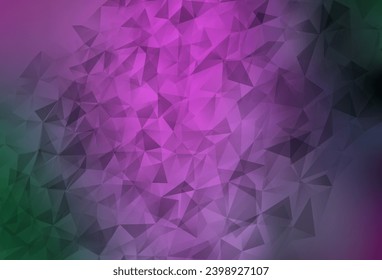Light Pink, Green vector polygonal pattern. Glitter abstract illustration with an elegant triangles. A completely new design for your leaflet.