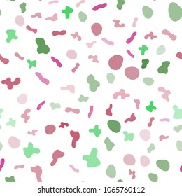 Light Pink, Green vector seamless pattern with lines, ovals. Glitter abstract illustration with wry lines. The template for cell phone backgrounds.