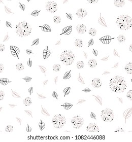 Light Pink, Green vector seamless natural pattern with leaves and flowers. Doodle illustration of leaves and flowers in Origami style. Brand new style for your business design.