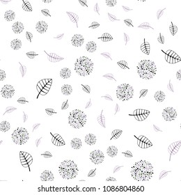 Light Pink, Green vector seamless elegant wallpaper with leaves and flowers. Leaves and flowers with gradient on white background. Completely new template for your brand book.