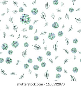 Light Pink, Green vector seamless doodle pattern with leaves and flowers. Creative illustration in blurred style with leaves, flowers. Completely new design for your business.