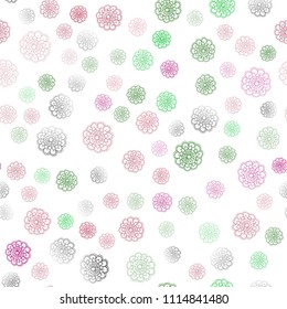 Light Pink, Green vector seamless natural elegant template. Brand-new colored illustration in blurry style with flowers. A new texture for your design.