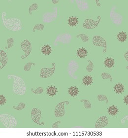 Light Pink, Green vector seamless natural artwork with leaves and flowers. Illustration with doodles on abstract template. The best blurred design for your business.