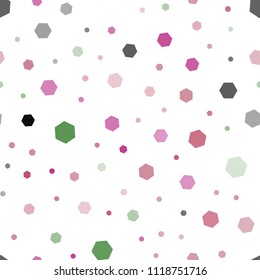 Light Pink, Green vector seamless layout with hexagonal shapes. Design in abstract style with hexagons. Beautiful design for your business advert.