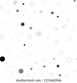 Light Pink, Green vector seamless background with bubbles. Blurred bubbles on abstract background with colorful gradient. Pattern for trendy fabric, wallpapers.