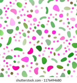 Light Pink, Green vector seamless texture with disks. Blurred bubbles on abstract backdrop with colorful gradient. Trendy design for wallpaper, fabric makers.