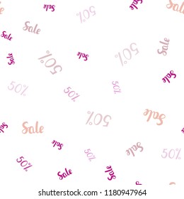 Light Pink, Green vector seamless layout with discount of 50%. Abstract illustration with colorful gradient symbols of sales. Backdrop for ads, leaflets of Black Friday.