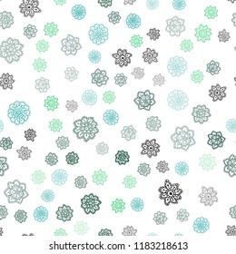 Light Pink, Green vector seamless pattern with christmas snowflakes. Glitter abstract illustration with crystals of ice. Pattern for design of fabric, wallpapers.