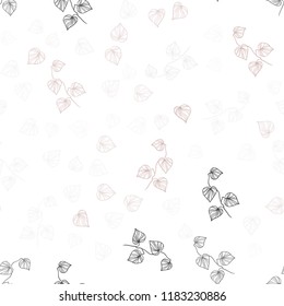 Light Pink, Green vector seamless natural backdrop with leaves. Decorative illustration with doodles on abstract template. Pattern for design of window blinds, curtains.