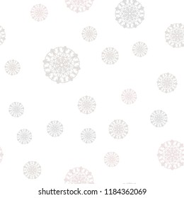 Light Pink, Green vector seamless texture with colored snowflakes. Blurred decorative design in xmas style with snow. Pattern for trendy fabric, wallpapers.