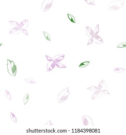 Light Pink, Green vector seamless natural backdrop with leaves. Brand new colored illustration in blurry style with leaves. Design for textile, fabric, wallpapers.