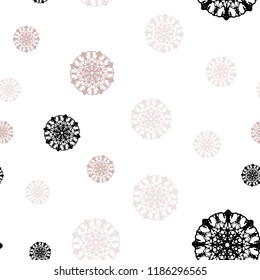 Light Pink, Green vector seamless cover with beautiful snowflakes. Snow on blurred abstract background with gradient. Pattern for trendy fabric, wallpapers.