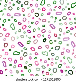 Light Pink, Green vector seamless backdrop with dots, spots. Colorful illustration with blurred circles in nature style. Pattern for trendy fabric, wallpapers.