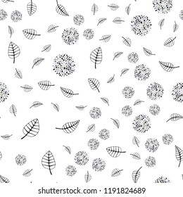 Light Pink, Green vector seamless doodle texture with leaves, flowers. Doodle with leaves, flowers in Origami style. Pattern for trendy fabric, wallpapers.