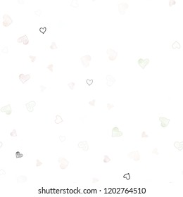 Light Pink, Green vector seamless texture with lovely hearts. Beautiful colored illustration with hearts in celebration style. Beautiful design for your business advert of anniversary.