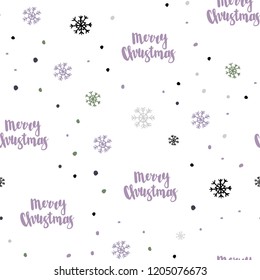Light Pink, Green vector seamless pattern with christmas snowflakes. Glitter abstract illustration with crystals of ice. Trendy design for wallpaper, fabric makers.