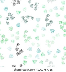 Light Pink, Green vector seamless elegant background with leaves. leaves on blurred abstract background with gradient. Pattern for trendy fabric, wallpapers.