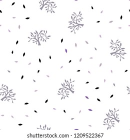 Light Pink, Green vector seamless doodle pattern with leaves, branches. Colorful illustration in doodle style with leaves, branches. Texture for window blinds, curtains.