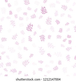 Light Pink, Green vector seamless doodle texture with leaves, branches. Decorative design in Indian style on white background. Pattern for design of fabric, wallpapers.
